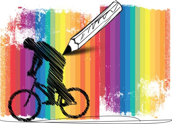 Disegno di motociclista con sfondo colorato. Illustrazione vettoriale — Vettoriale Stock