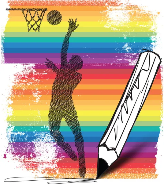 Zeichnung eines Basketballspielers. Vektorillustration — Stockvektor