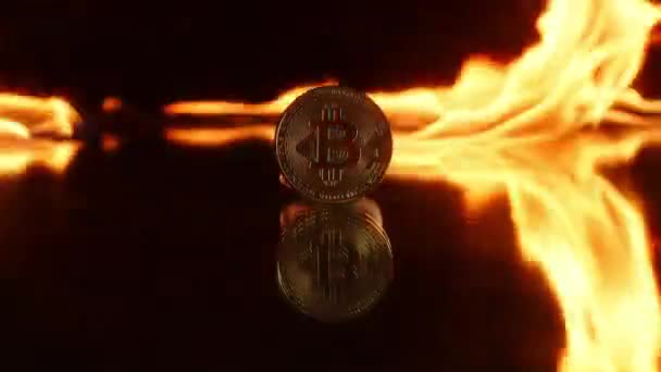 Betydelsen av bitcoin på traditionella pengar. Ekonomins kollaps — Stockvideo