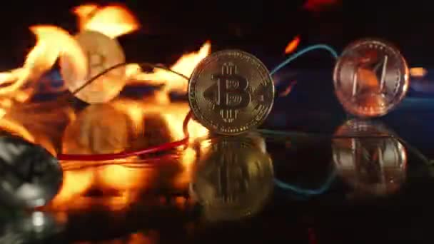Концепция технологии блокчейн для криптовалютных финансовых операций — стоковое видео