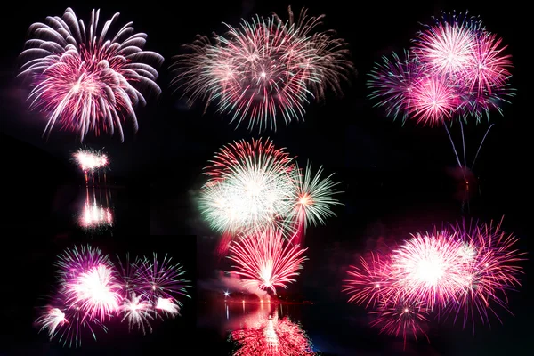 Izolovat aplikace fireworks na Černé obloze — Stock fotografie