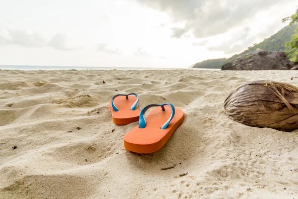 Flip-flop on the beach. — Stock Photo, Image