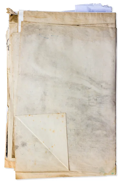 Eski beyaz kağıt belge izole etmek yığını — Stok fotoğraf