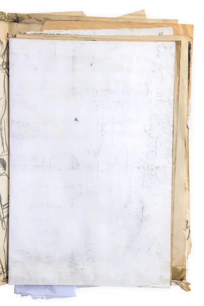 Eski beyaz kağıt belge izole etmek yığını — Stok fotoğraf