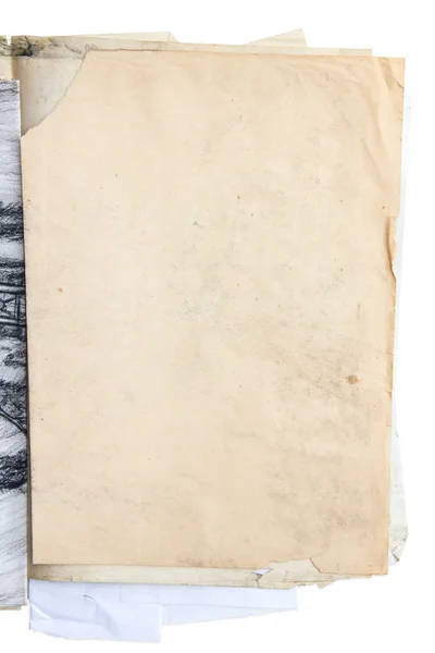 Stos starych izolat dokument papier biały — Zdjęcie stockowe