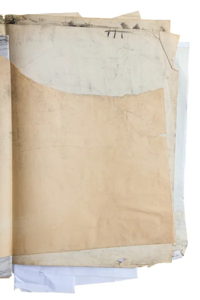 Στοίβα των παλαιών απομόνωμα έγγραφο χαρτί σε λευκό — Φωτογραφία Αρχείου