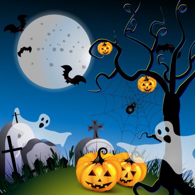 Cadılar Bayramı Balkabağı, hayalet ve bat