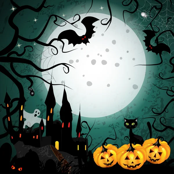 Tarjeta de Halloween con calabaza — Vector de stock