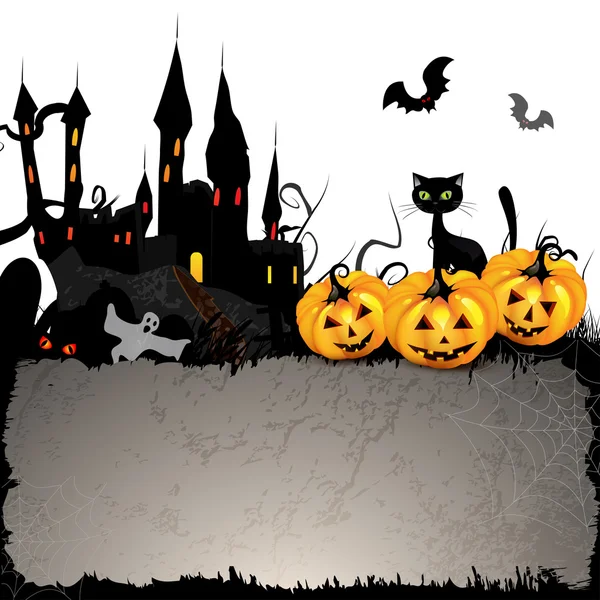 Tarjeta de Halloween con calabaza — Vector de stock