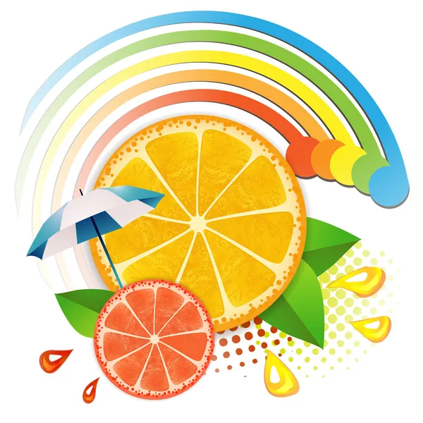 Slices orange and grapefruit — Stock Vector
