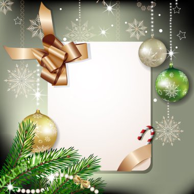 afiş, şerit ve Noel süslemeleri ile Noel köknar ağacı