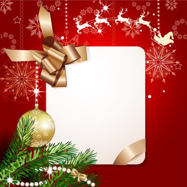 afiş, şerit ve Noel süslemeleri ile Noel köknar ağacı