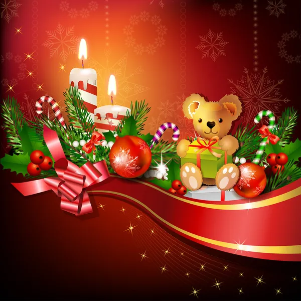 キャンドルとクリスマスの装飾 — ストックベクタ