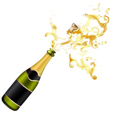 Illustration of explosion of champagne bottle clipart