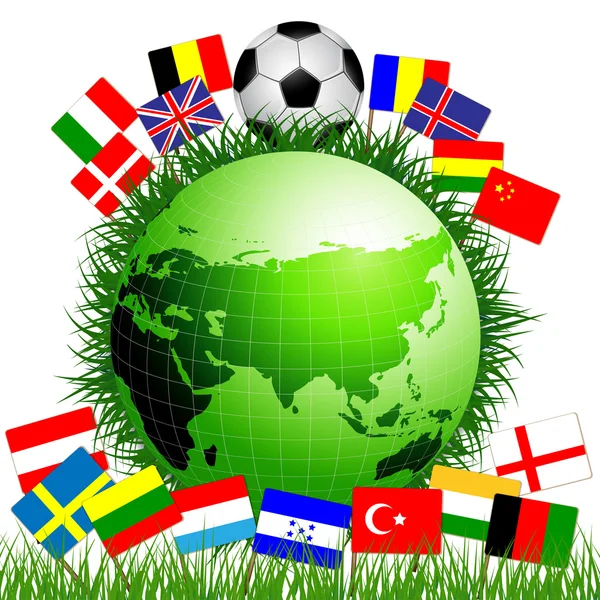 Football on Earth globe — Stock Vector