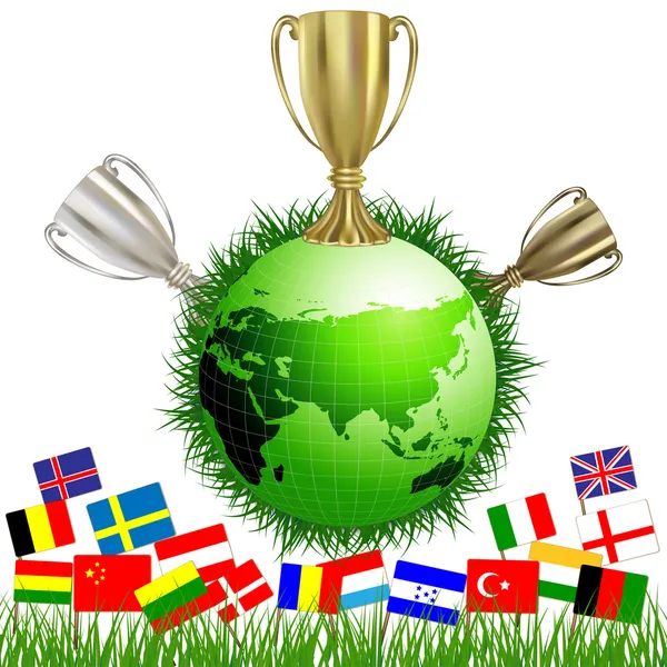 地球世界のサッカー カップ — ストックベクタ