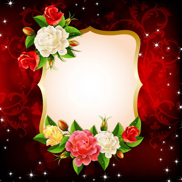 Frame with roses — Stock Vector
