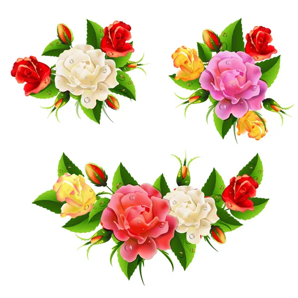 Ramo de rosas blancas — Vector de stock