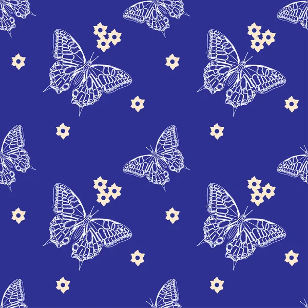 Seamless pattern with butterflies — Stock Vector