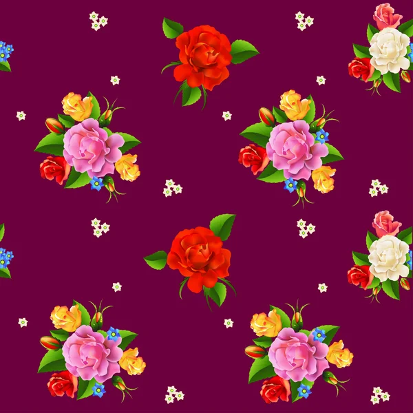 无缝的玫瑰花纹图案 — 图库矢量图片
