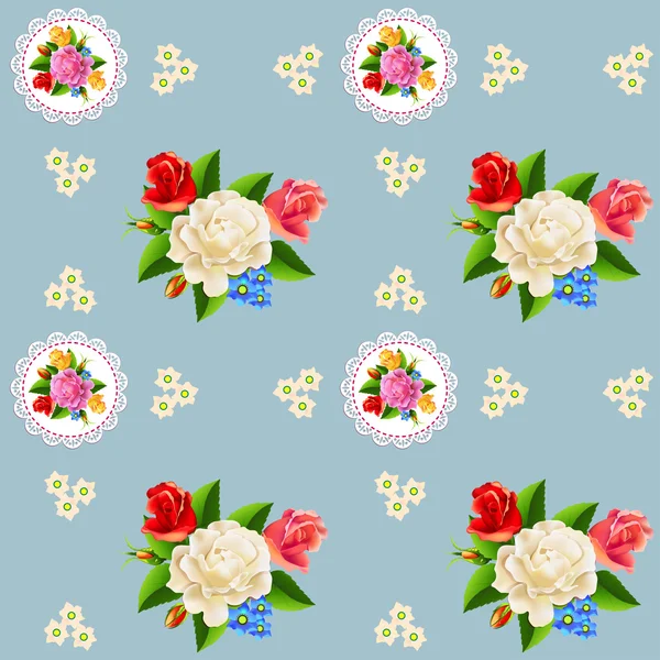 无缝的玫瑰花纹图案 — 图库矢量图片