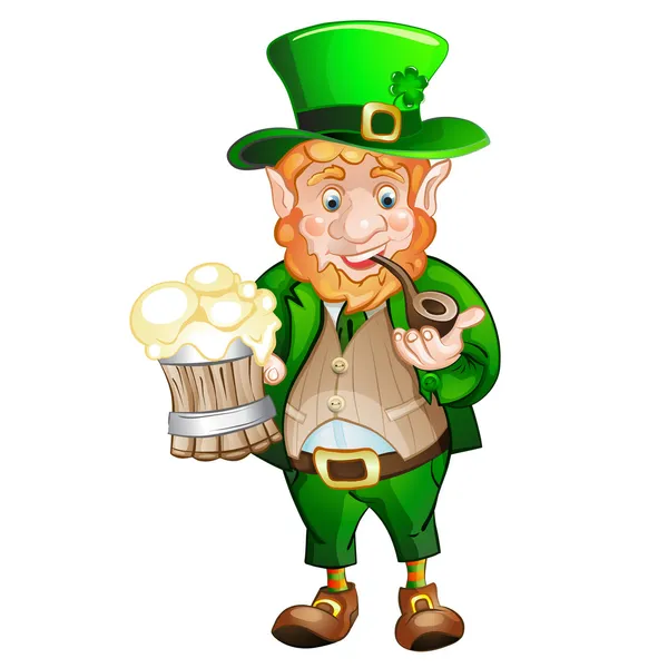 Gordo bonito Leprechaun .St. Dia do Patrick — Vetor de Stock