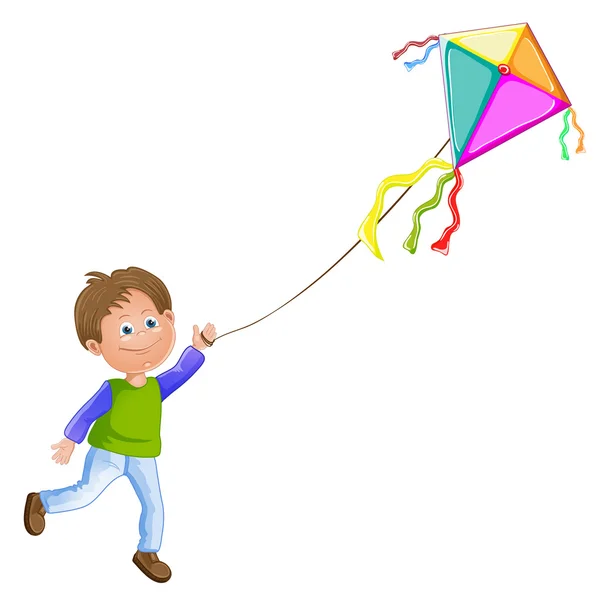 Jongen met kite — Stockvector