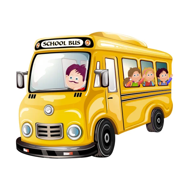 Happy children on school bus — Stock Vector