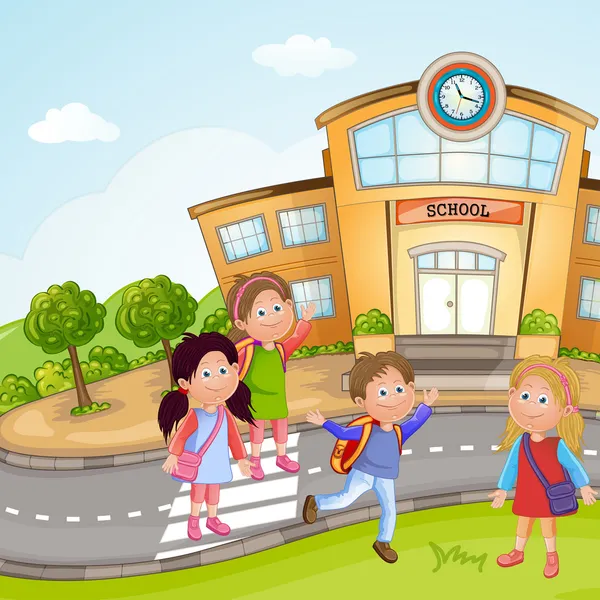 Groep schoolkinderen — Stockvector