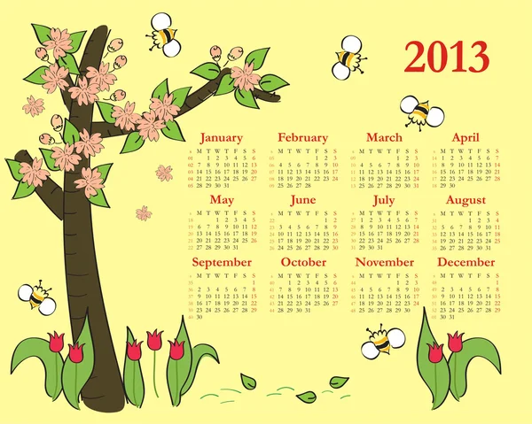 2013 Kalender berwarna - Stok Vektor