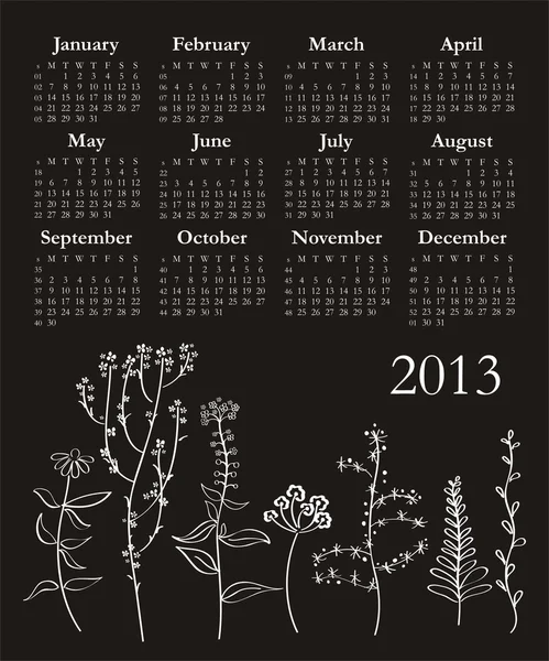 Template for 2013 calendar — Stock Vector