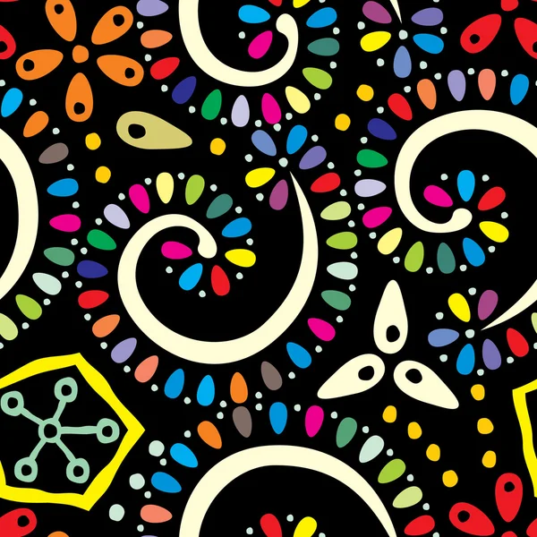 Arrière-plan motif sans couture avec tourbillons multicolores . — Image vectorielle