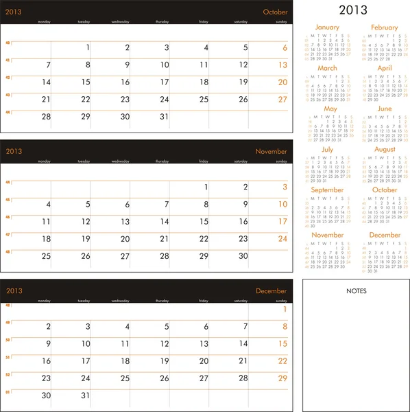 Vector calendar 2013 — Stock Vector