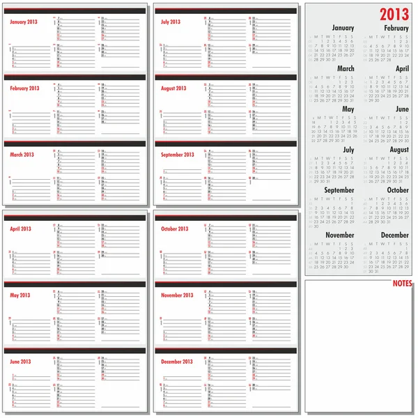 Φορέα ετήσιες για το σχεδιασμό για το 2013 — Διανυσματικό Αρχείο
