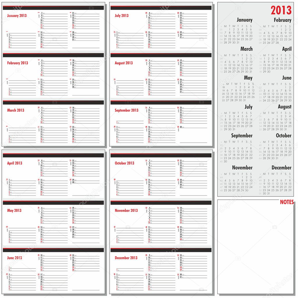 Vector annual planner for 2013