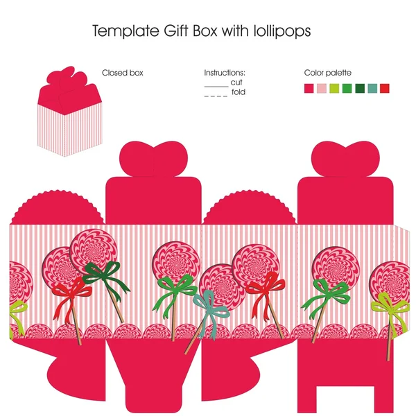 Template gift box with lollipops — Stock Vector