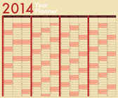 Kalendář 2014. roční Plánovač. týden začíná v neděli