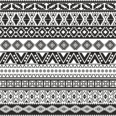 Tribal seamless pattern - aztec black and white background clipart