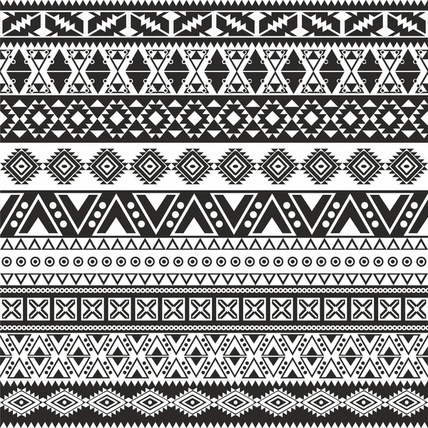 Padrão sem costura tribal - aztec fundo preto e branco — Vetor de Stock