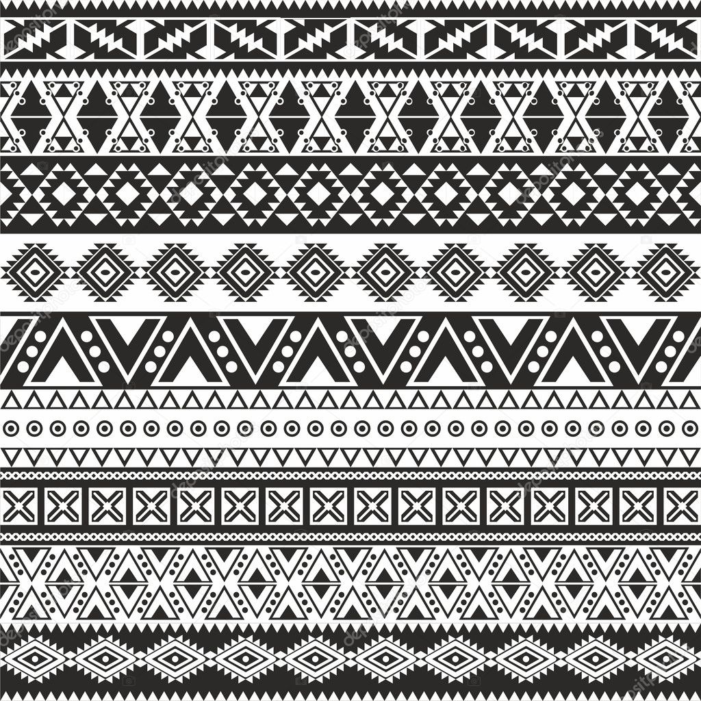 Tribal seamless pattern - aztec black and white background