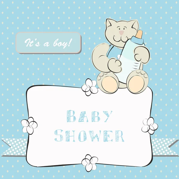 Invitation de douche de bébé avec fond de point — Image vectorielle