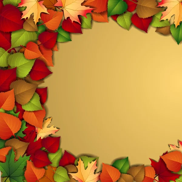 シラカバおよびかえでの葉と秋の背景 — ストックベクタ