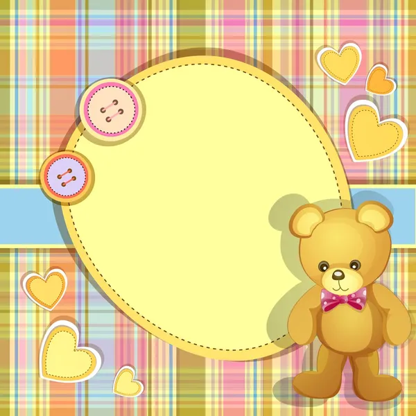 Cartão de banho de bebê com urso de pelúcia bonito Gráficos De Vetores