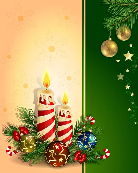 Weihnachten Hintergrund mit brennenden Kerzen — Stockvektor