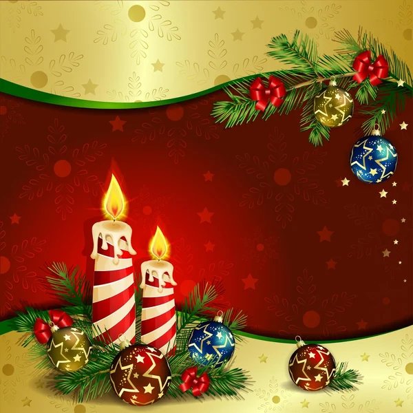 圣诞节背景，点着蜡烛 — 图库矢量图片