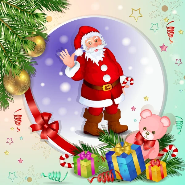 Jul bakgrund med tomten Claus — Stock vektor