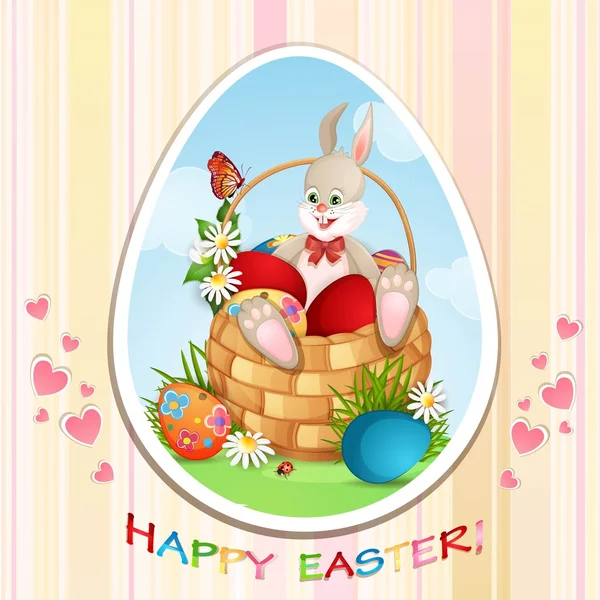 Cute bunny Paskalya tebrik kartı — Stok Vektör