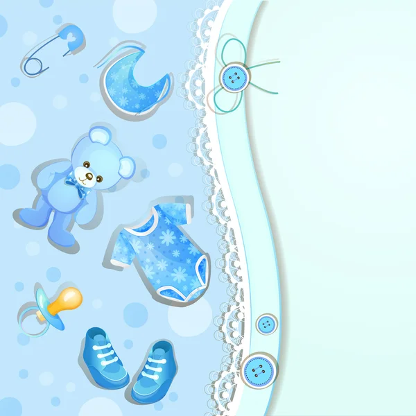Carte de douche bébé bleue — Image vectorielle