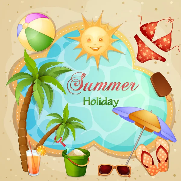 Ilustrasi liburan musim panas - Stok Vektor