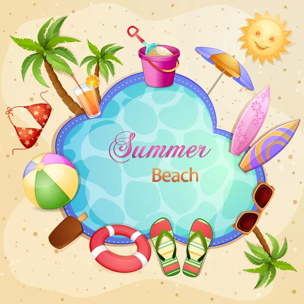 Playa de verano ilustración — Vector de stock
